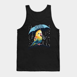 Cockatiel Rainy Day With Umbrella Tank Top